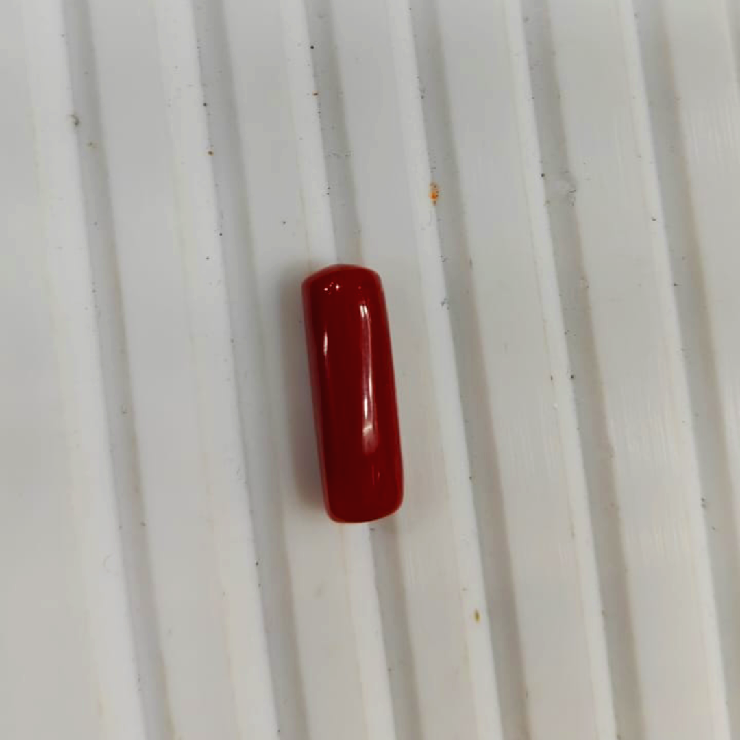 Natural Certified Red Coral Stone - 1.47g & 8.08 Ratti